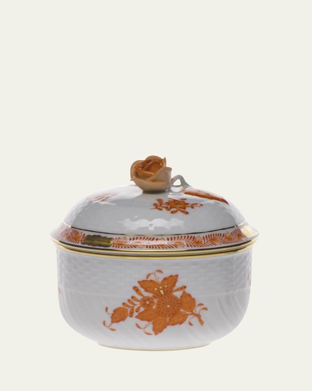 Chinese Bouquet Rust Sugar Bowl